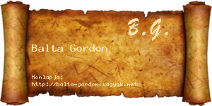 Balta Gordon névjegykártya